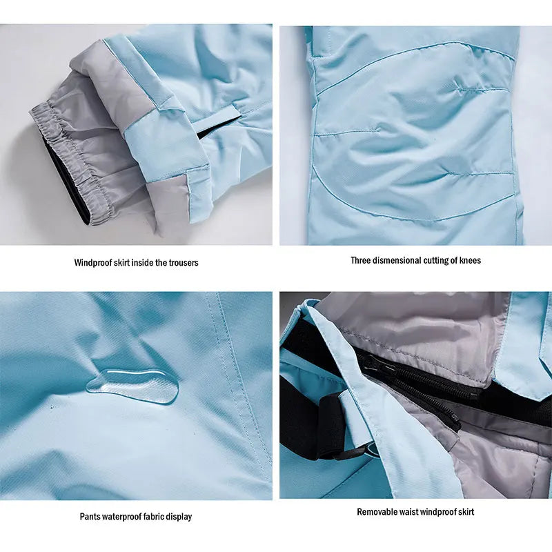 New Fashion Ski Pants Men Women Windproof Waterproof Snow Trousers Winter Snowboarding Suspender Pants with Waist Protection