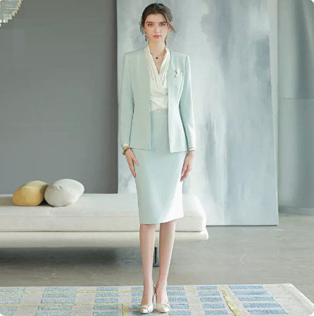 Spring and Autumn New Long-sleeved High-end Business Dress Women's Dress Suit for Host Business Dress Work Clothes Slimming Suit OL