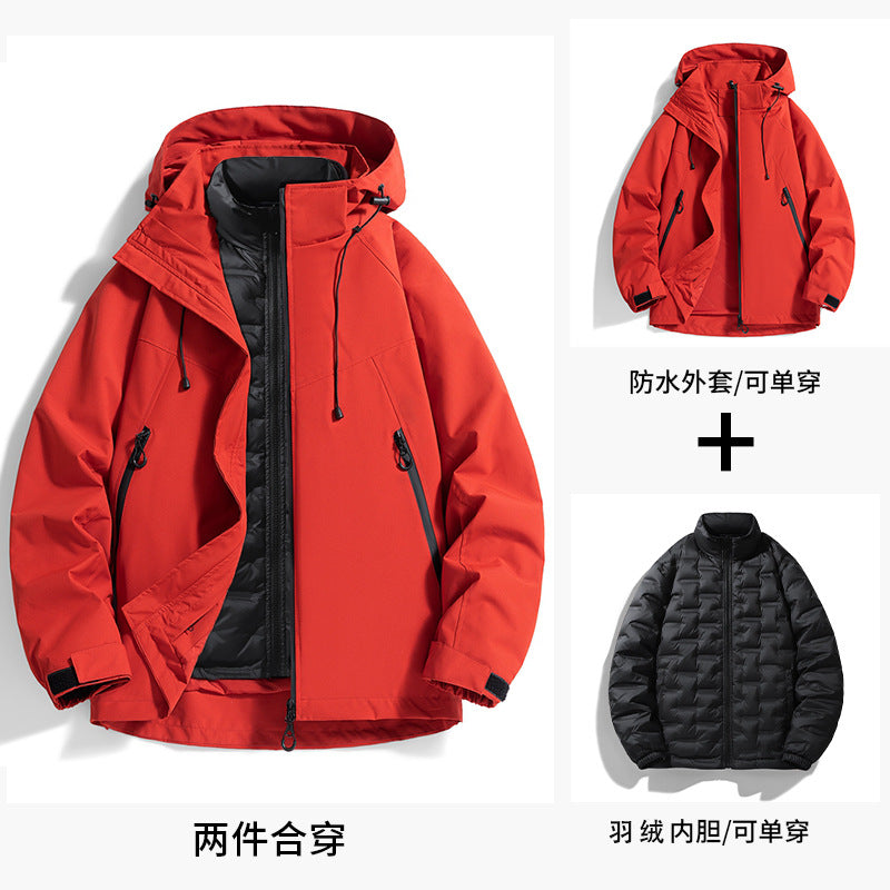 Birdhouse 3-in-1 Windproof and Water-Resistant Mountaineering Jacket for Men and Women, 3-in-1 down Jacket