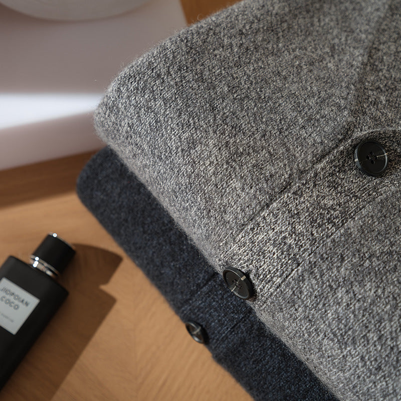 Cashmere Sweater Men's 100% Pure Cashmere Autumn and Winter Casual Loose Easiest for Match Casual V Neck Knitted Warm Cardigan Sweater