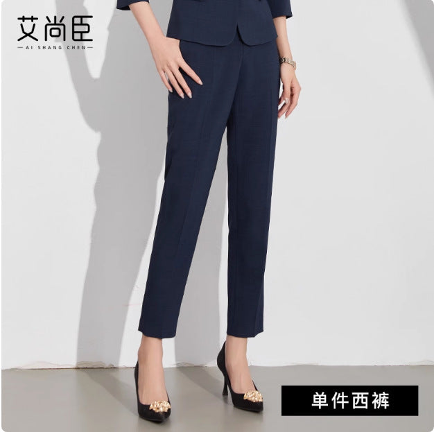 Spring and Autumn Fashionable Small Lasel navy blue Suit suit Slim-fit Slimming Retro Style Teachers' Professional Wear Formwork
