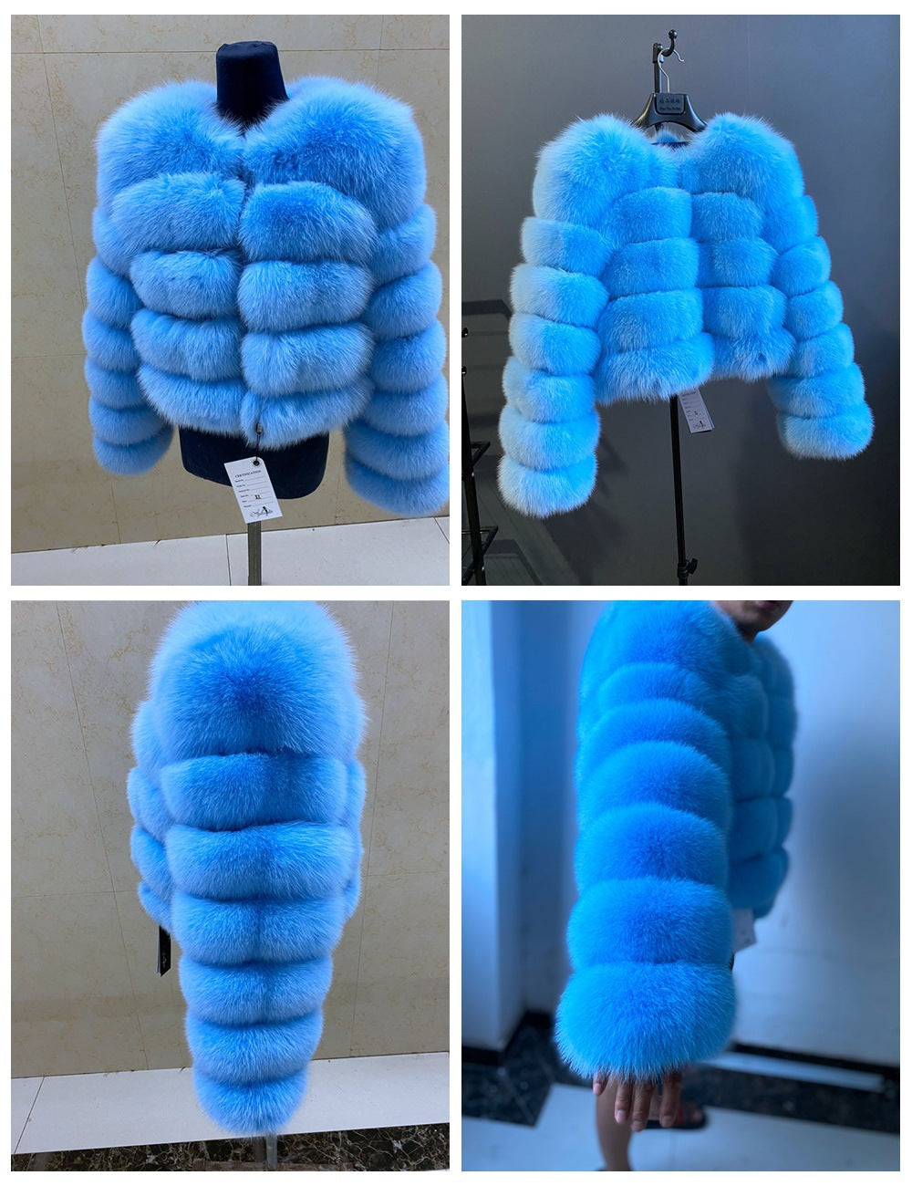 Fashion High-End Young Style Women's Coat, Aliexpress Popular Model, 5-Section Genuine Fox Fur Coat with Fur Integrated