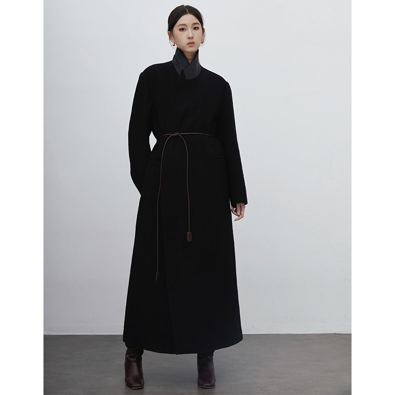 Row Wind Show Wool Coat Women's 24ss Autumn and Winter Wide Version Lengthen Minimal Woolen Coat