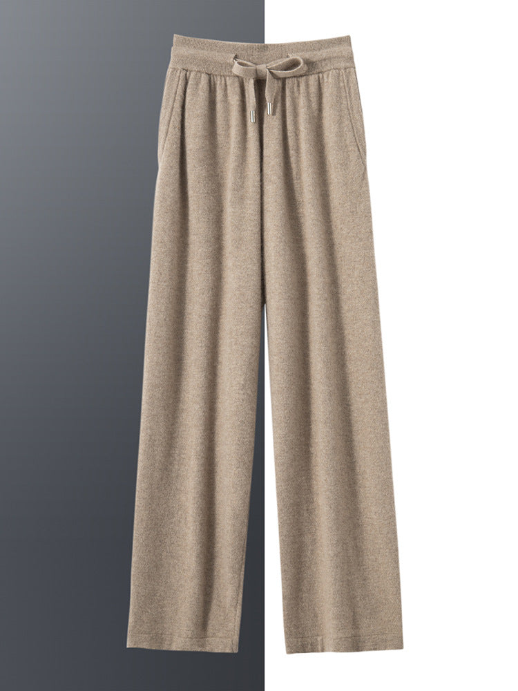 Cashmere sweater casual pants men's 100% pure cashmere autumn and winter New thickened high waist warm outer wear straight pants