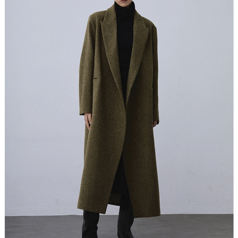 Row Wind Show Wool Coat Women's 24ss Autumn and Winter Wide Version Lengthen Minimal Woolen Coat