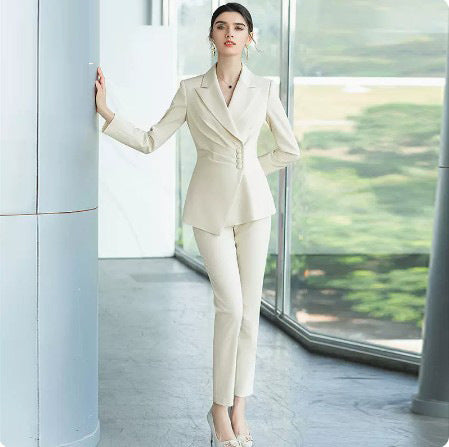 AD Broadcasting Host Art Examination Clothing Female Fashion Celebrity Xiaoxiangfeng Suit Professional Dress Front Desk Work Clothes