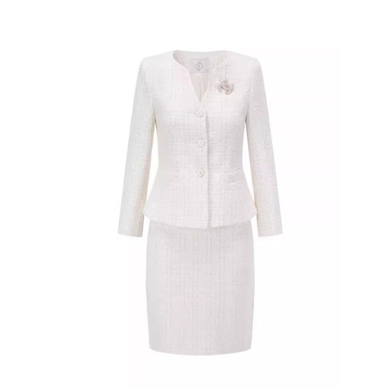 AD Fashion Expensive Small Chanel Style Dress Women's Autumn and Winter New Heavy-duty Woven Wool Jacket Tweed Two-piece Set
