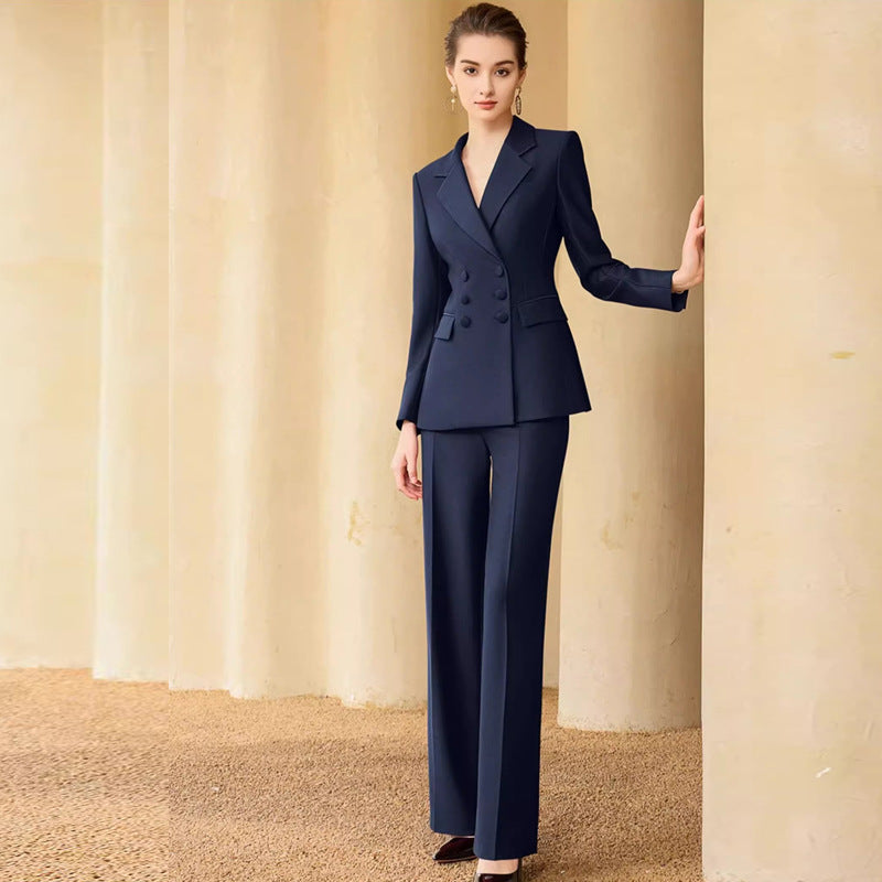 Spring and Autumn New Style Temperament Female President Professional Suit suit Double-breasted High-level Sense Broadcasting Host Dress Work Clothes
