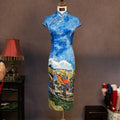 [Custom Pre-Sale] Original Design Silk Printed Fabric Cheongsam Inspired by Van Gogh's Paintings, Harmoniously Improved Cheongsam