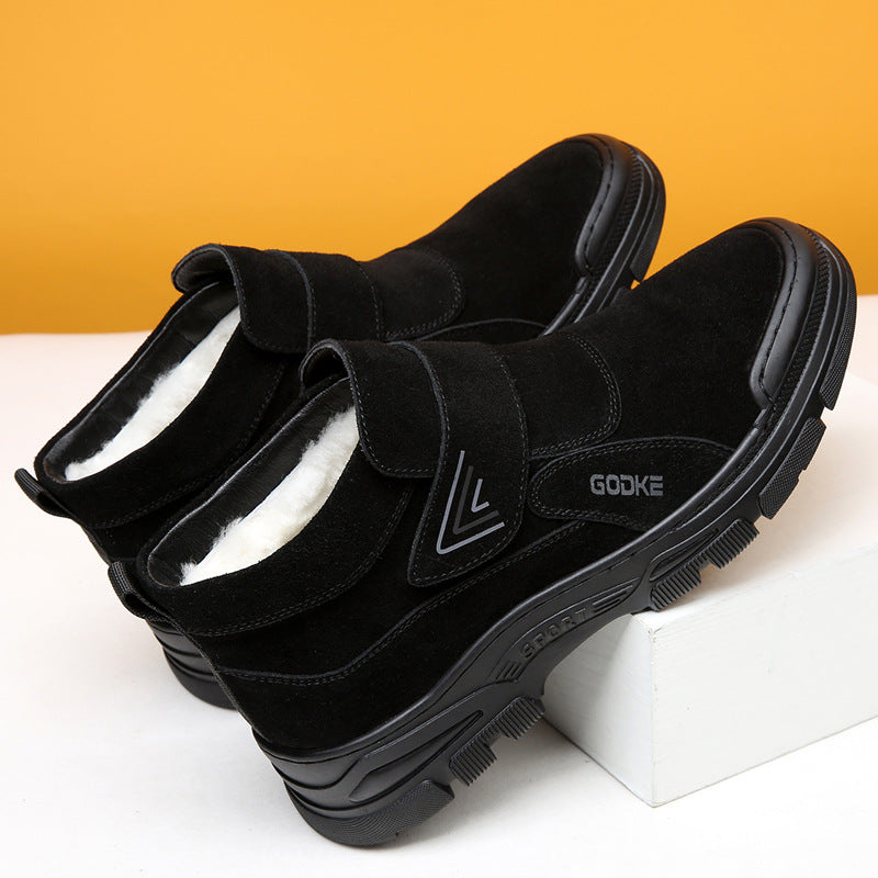 Winter New northeast men's cotton shoes pure wool fleece-lined warm dad shoes waterproof cold-proof non-slip snow boots men's shoes