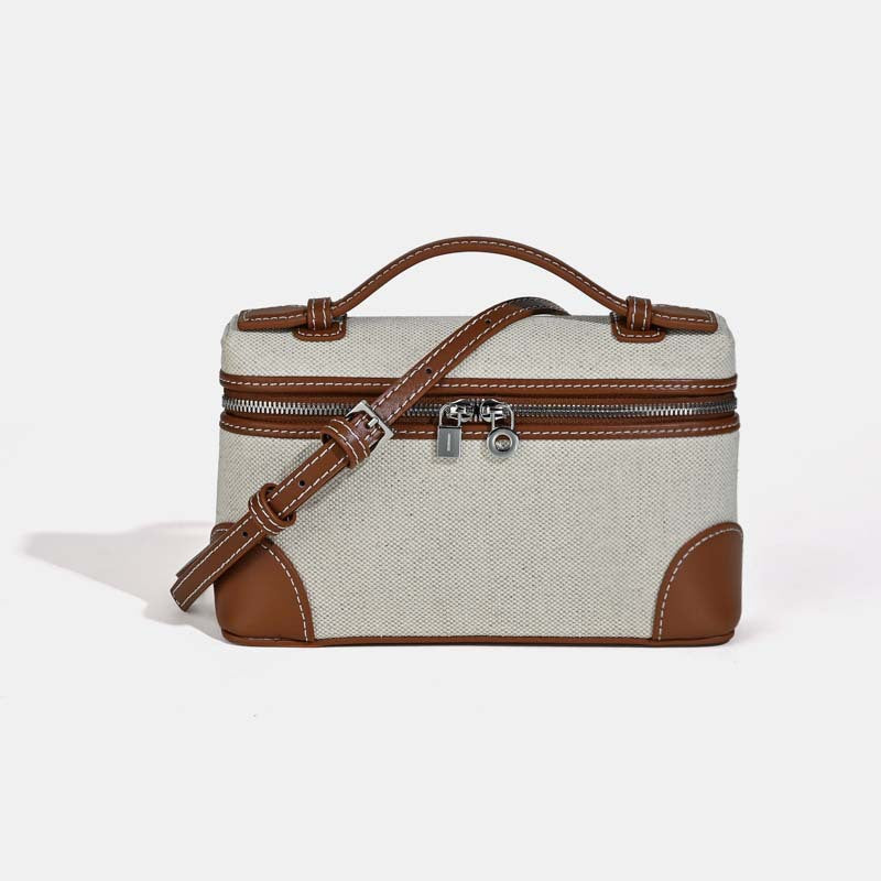 Lp Lunch Box Bag 2025 New First-Layer Cowhide Box Bag High-Quality One-Shoulder Satchel Cross-Body Genuine Leather Women's Bag Cross-Border