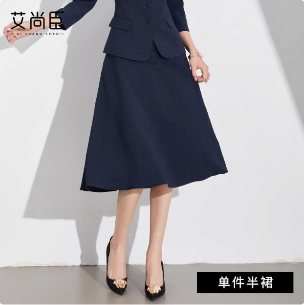 Spring and Autumn Fashionable Small Lasel navy blue Suit suit Slim-fit Slimming Retro Style Teachers' Professional Wear Formwork