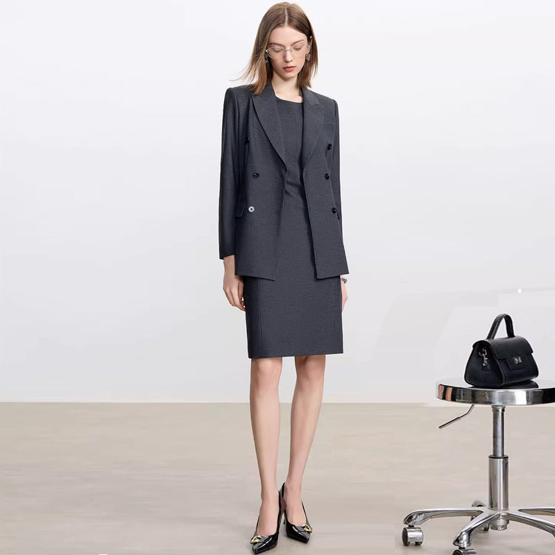 Ad Wool Suit Women's Autum 2025 New Popular High-End Business Wear Two-Piece Khaki Long-Sleeved Suit