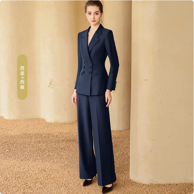 Spring and Autumn New Style Temperament Female President Professional Suit suit Double-breasted High-level Sense Broadcasting Host Dress Work Clothes