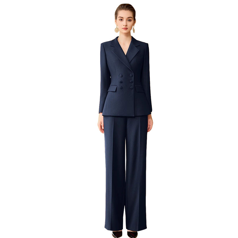 Spring and Autumn New Style Temperament Female President Professional Suit suit Double-breasted High-level Sense Broadcasting Host Dress Work Clothes