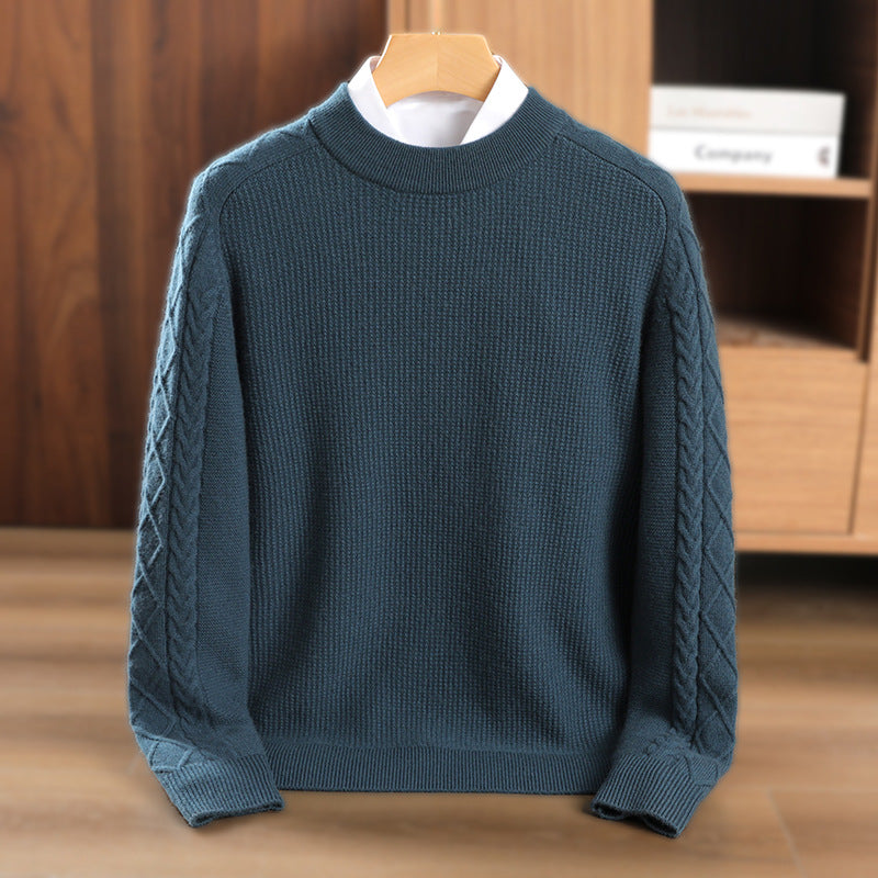 Cashmere Sweater Men's Round Neck 100 Pure Cashmere Knitted Bottoming Wool Sweater 2025 Autumn and Winter New Thickened Sweater