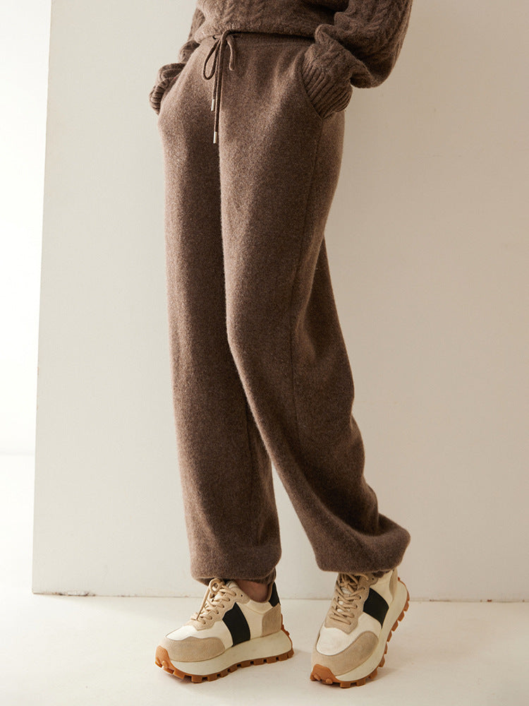 Autumn and Winter New Siping Thickened Cashmere Pants Women's Casual Slim-fit Leggings All-match Knitted Leggings