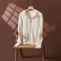 Cross-border Explosions Solid Color Double Zipper Hooded Knitted Cardigan Women's Cashmere Outer Top Solid Color Simple Wool Outer Shirt
