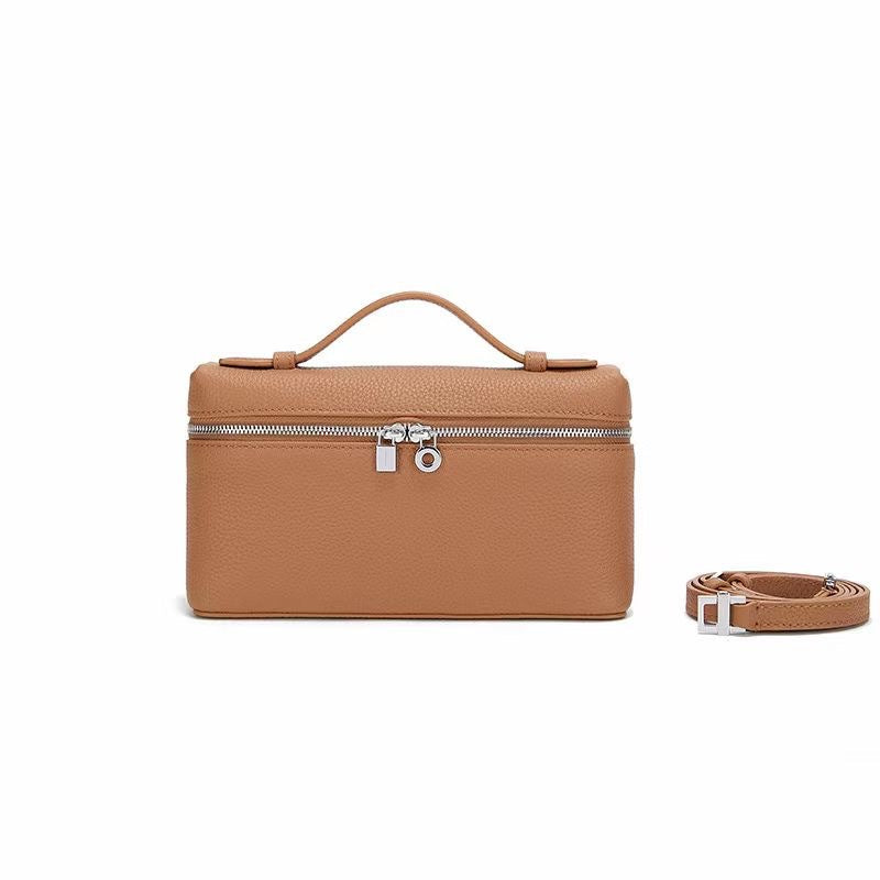 Lp Lunch Box Bag 2025 New First-Layer Cowhide Box Bag High-Quality One-Shoulder Satchel Cross-Body Genuine Leather Women's Bag Cross-Border