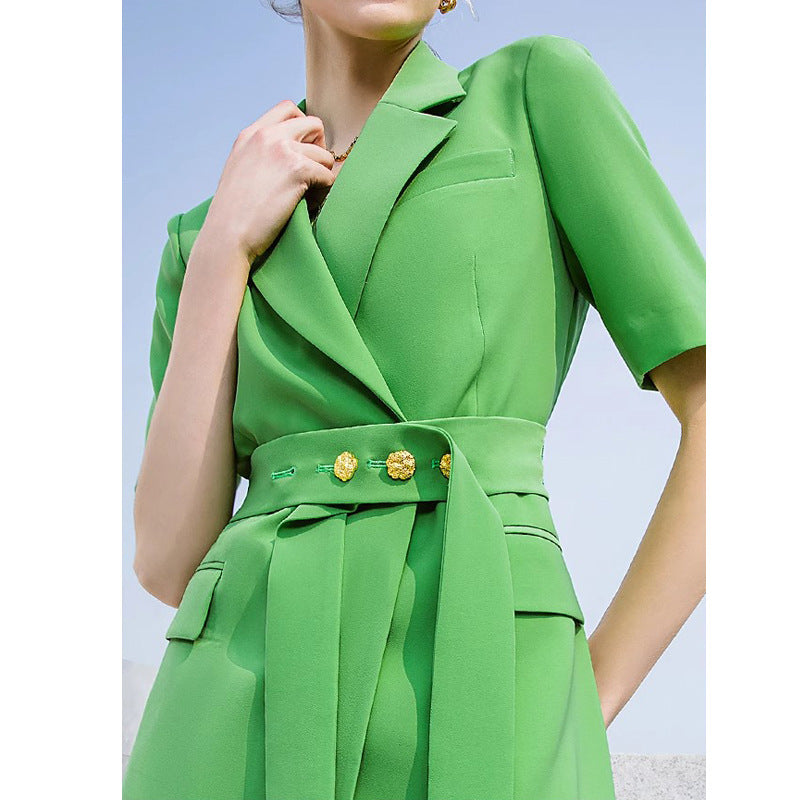 Summer Short-sleeved High-end Fashion Suit suit Temperament Female President Double-breasted Suit Pants Professional Business Dress