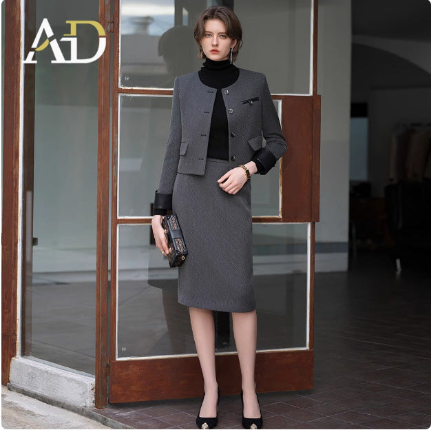 AD Autumn Chanel Style suit Women's Crewneck Short Jacket 2024 New Twill Wool Woolen Two-Piece Set