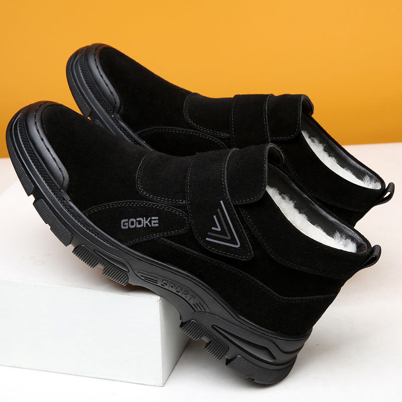 Winter New northeast men's cotton shoes pure wool fleece-lined warm dad shoes waterproof cold-proof non-slip snow boots men's shoes
