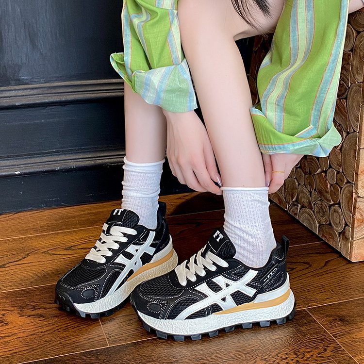 Thick-Soled Height-Increasing Mesh Shoes for Women, Breathable Mesh Surface, 2025 Autumn New Style, Sports Casual Height-Increasing Dad Shoes