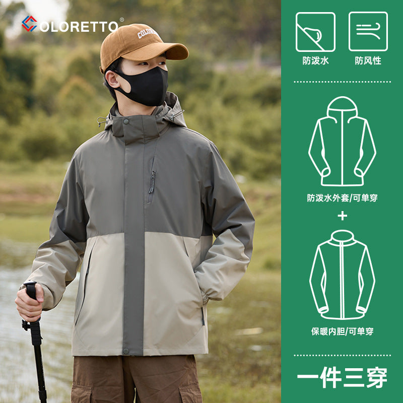 2024 New Style Three-in-One Detachable Men's Outdoor Windproof Waterproof Spring Autumn Winter Fashion Brand All-match Jacket