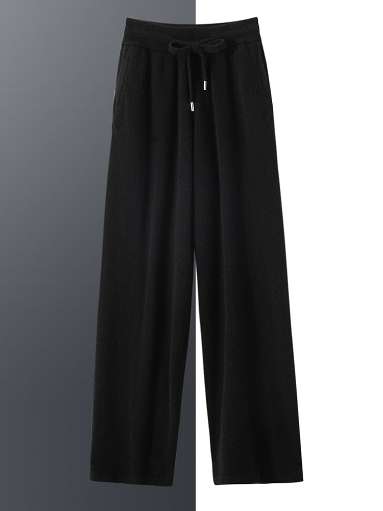 Cashmere sweater casual pants men's 100% pure cashmere autumn and winter New thickened high waist warm outer wear straight pants