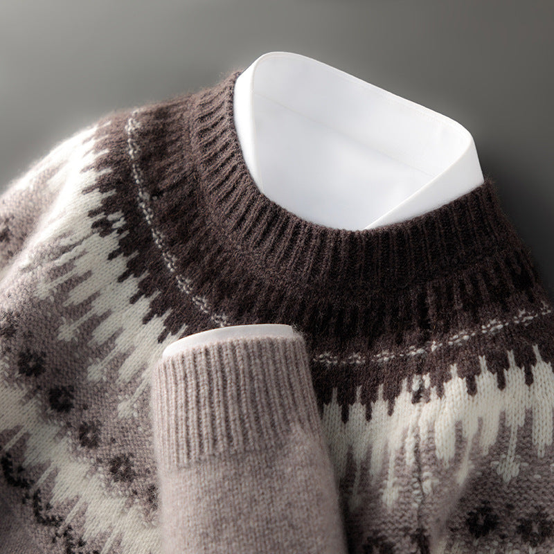 100 Pure Mountain Cashmere Sweater Men's Turtleneck Thick Autumn and Winter Sweater Light Luxury Simple Solid Color All-match Slim-fit Pullover