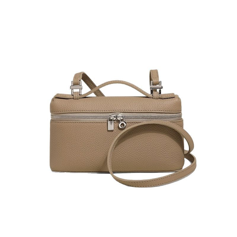 Lp Lunch Box Bag 2025 New First-Layer Cowhide Box Bag High-Quality One-Shoulder Satchel Cross-Body Genuine Leather Women's Bag Cross-Border