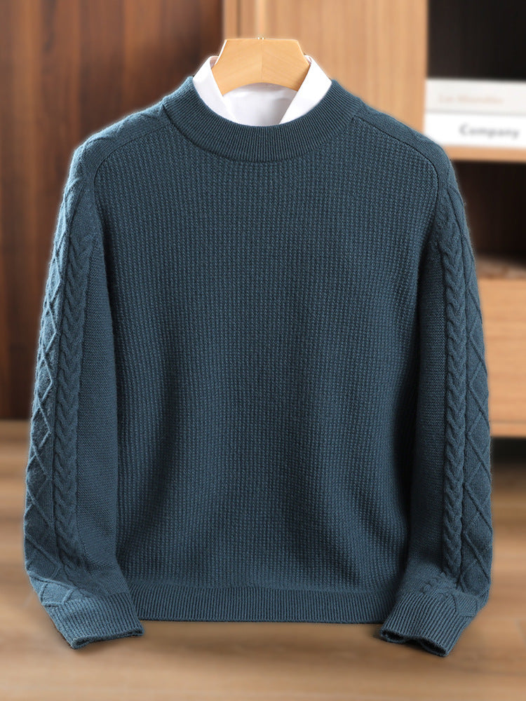 Cashmere Sweater Men's Round Neck 100 Pure Cashmere Knitted Bottoming Wool Sweater 2025 Autumn and Winter New Thickened Sweater