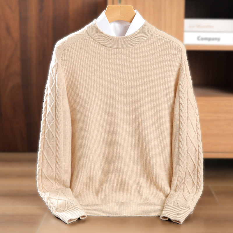 Cashmere Sweater Men's Round Neck 100 Pure Cashmere Knitted Bottoming Wool Sweater 2025 Autumn and Winter New Thickened Sweater