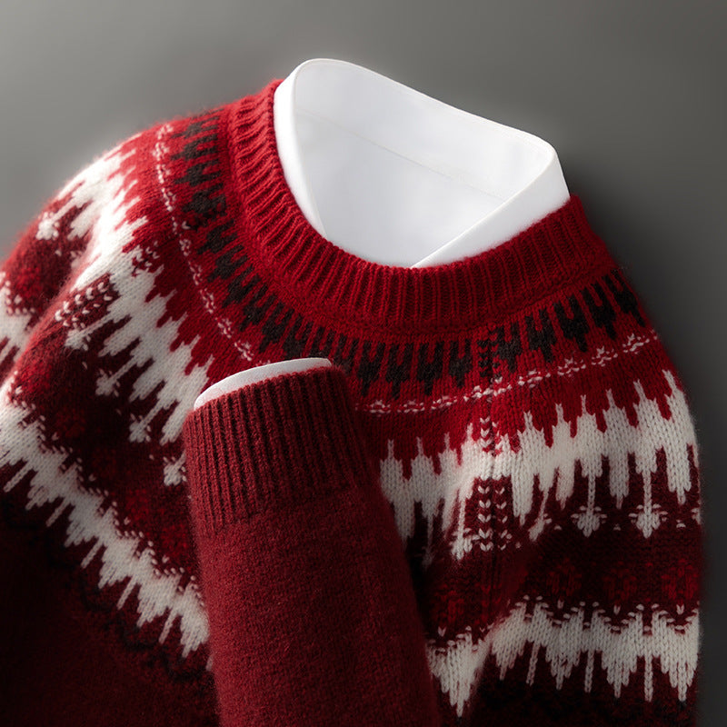 100 Pure Mountain Cashmere Sweater Men's Turtleneck Thick Autumn and Winter Sweater Light Luxury Simple Solid Color All-match Slim-fit Pullover