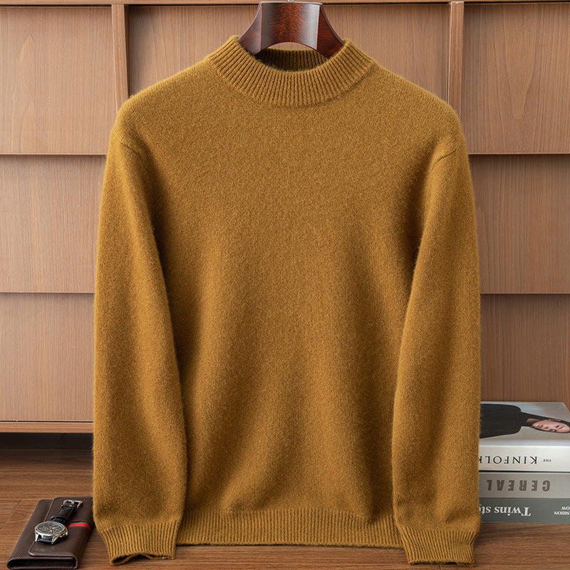 Autumn and Winter Cashmere Casual Versatile Loose Commuting Fashion Simple Half Turtleneck Pullover Knitted Bottoming Wool Sweater