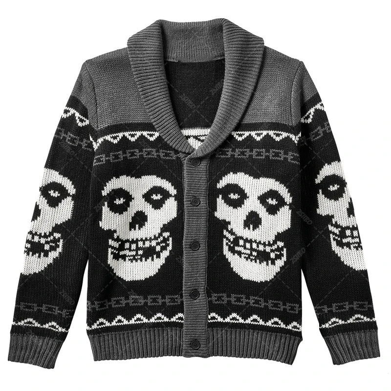 2025 European and American Cross-Border Autumn and Winter Men's and Women's Personalized Y2K Fashion Loose Lapel Button Knitted Cardigan Sweater Wholesale