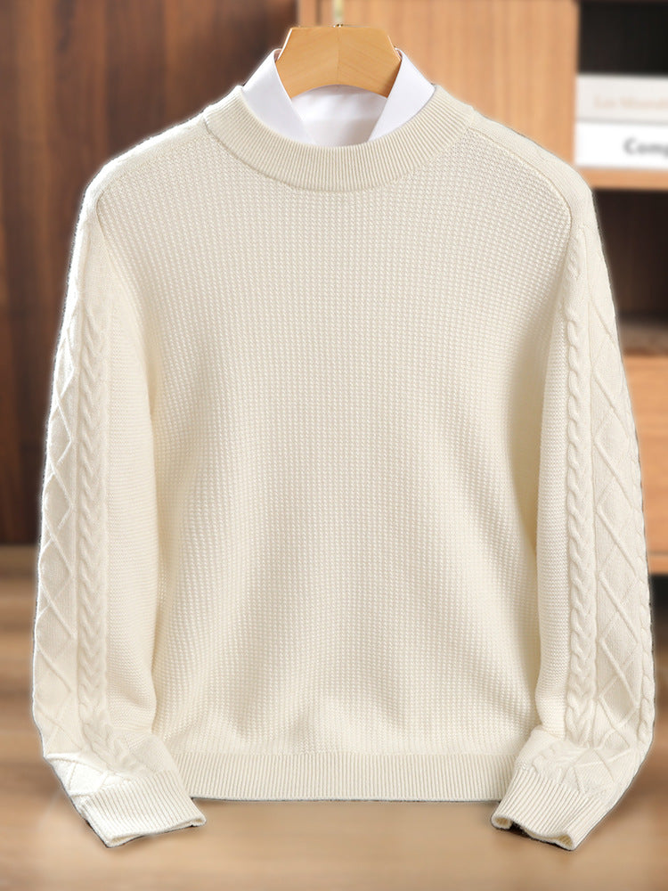 Cashmere Sweater Men's Round Neck 100 Pure Cashmere Knitted Bottoming Wool Sweater 2025 Autumn and Winter New Thickened Sweater