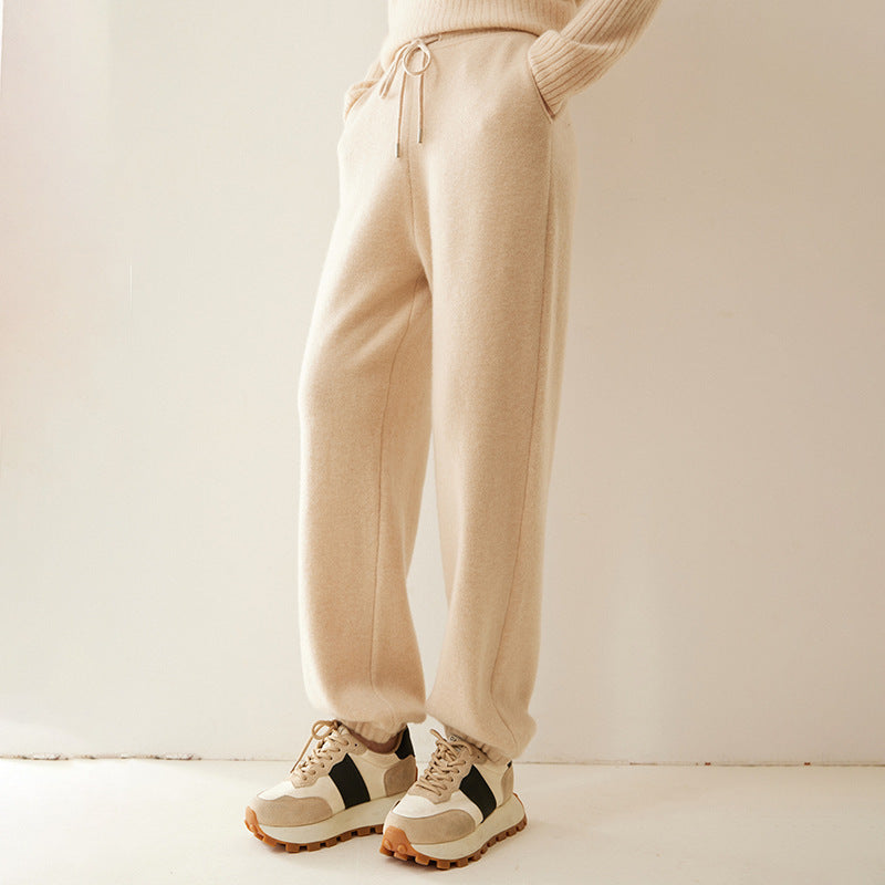 Autumn and Winter New Siping Thickened Cashmere Pants Women's Casual Slim-fit Leggings All-match Knitted Leggings