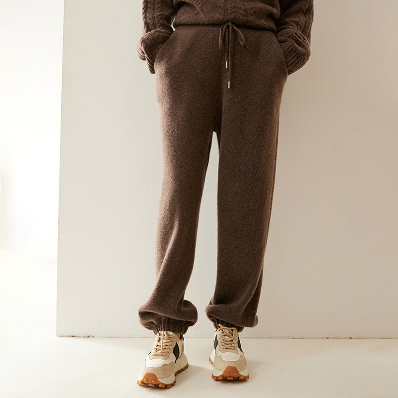 Autumn and Winter New Siping Thickened Cashmere Pants Women's Casual Slim-fit Leggings All-match Knitted Leggings