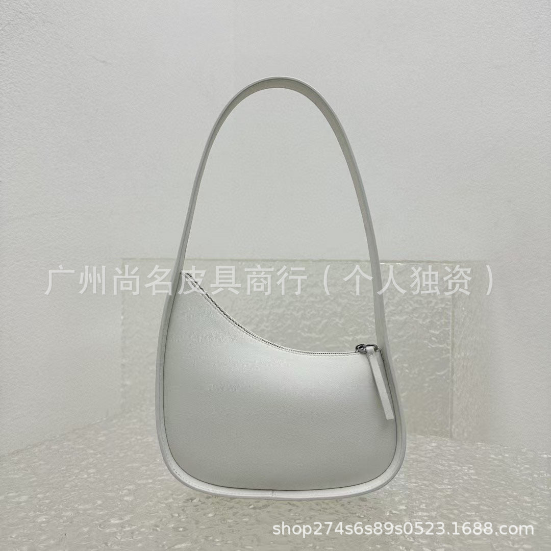 2026 Cross-Border Half-Moon Bag with Niche Design, Similar to Kendall Jenner's Style, Fashionable Single-Shoulder Underarm Genuine Leather Handbag Tote for Women