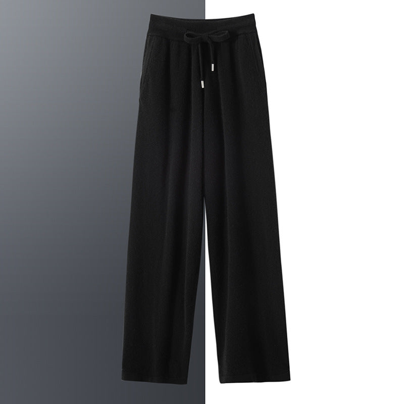 Cashmere sweater casual pants men's 100% pure cashmere autumn and winter New thickened high waist warm outer wear straight pants