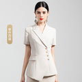 Summer business wear women's elegant thin short-sleeved suit apricot double-breasted fashion work clothes suit President formal wear