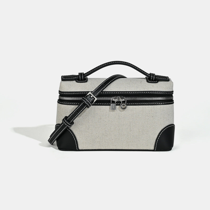 Lp Lunch Box Bag 2025 New First-Layer Cowhide Box Bag High-Quality One-Shoulder Satchel Cross-Body Genuine Leather Women's Bag Cross-Border