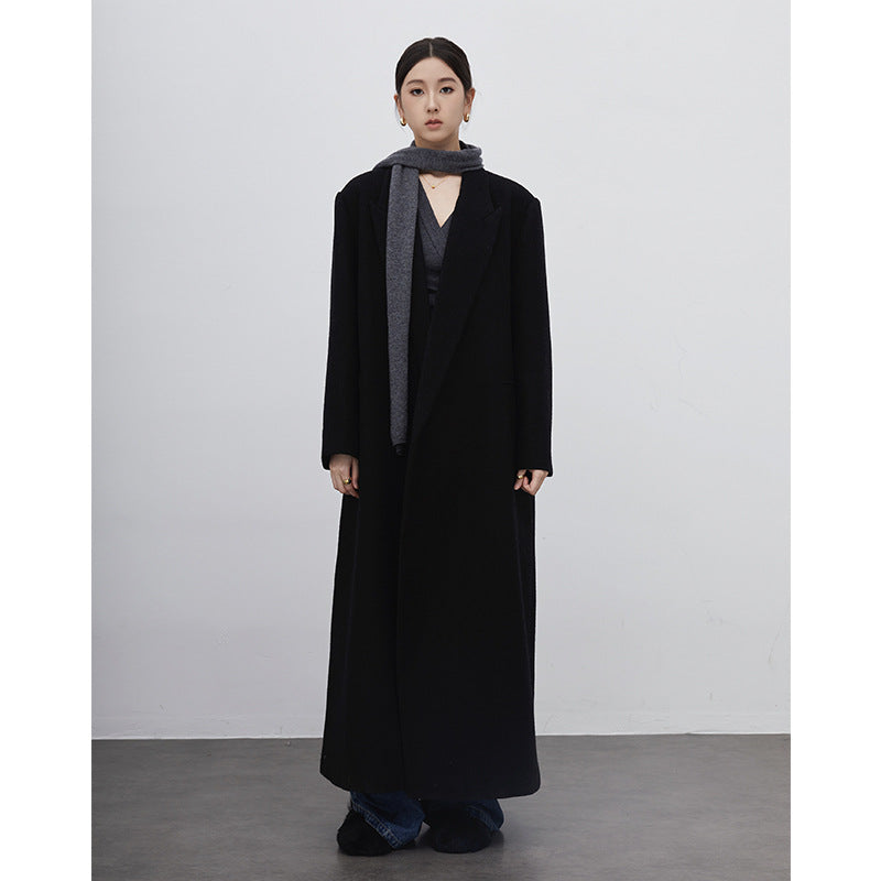 Row Wind Show Wool Coat Women's 24ss Autumn and Winter Wide Version Lengthen Minimal Woolen Coat