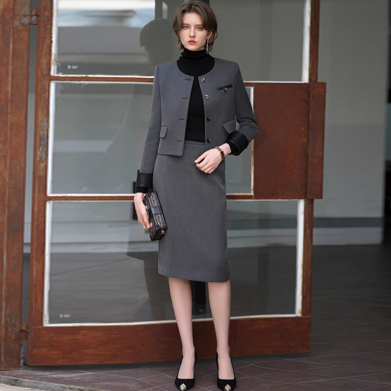 AD Autumn Chanel Style suit Women's Crewneck Short Jacket 2024 New Twill Wool Woolen Two-Piece Set
