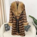 Winter 2025 New Style Raccoon Fur Collar Rabbit Fur All-In-One Fashionable Long Fur Slimming Look Style Outwear Jacket