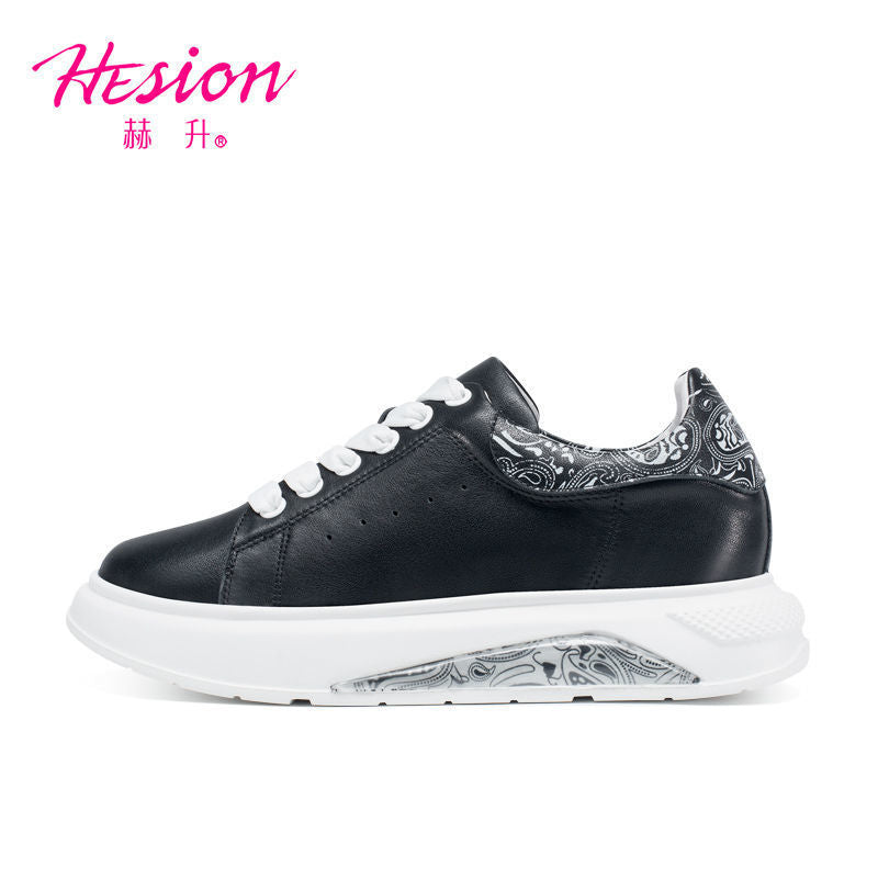 Women's Breathable Genuine Leather Versatile Lightweight Summer Shoes with 6cm Internal Height Increase for Petite Women