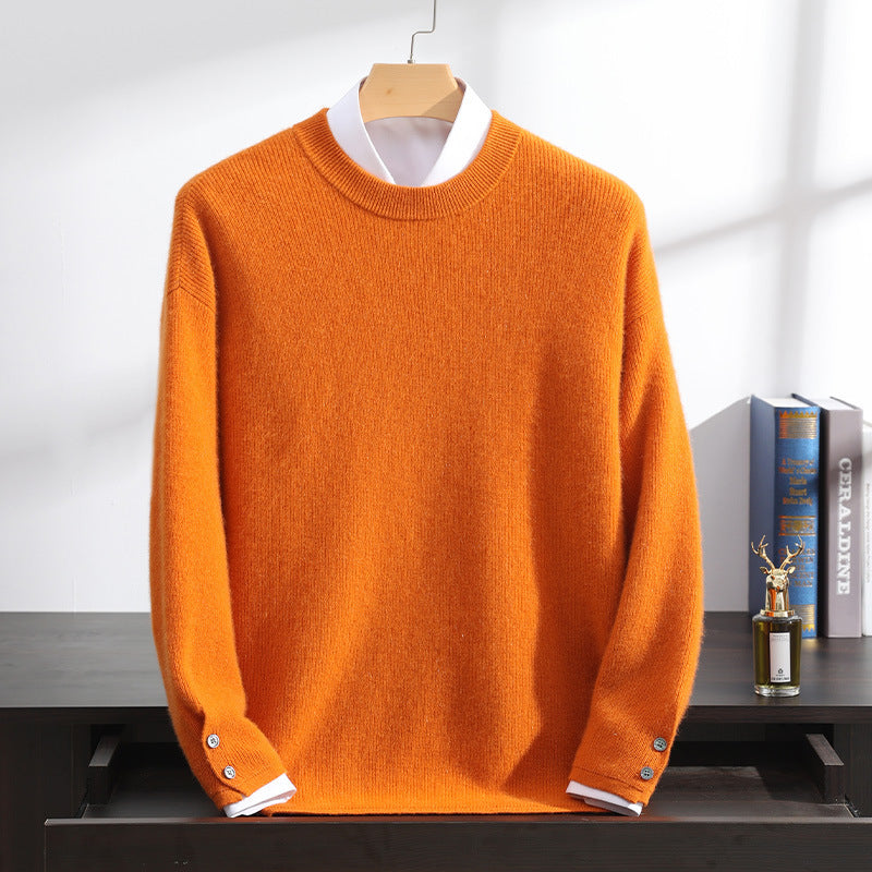 Cashmere Sweater Men's 100 Pure Cashmere Men's Round Neck Loose Knitted Bottoming Shirt Plus Size Sweater Men