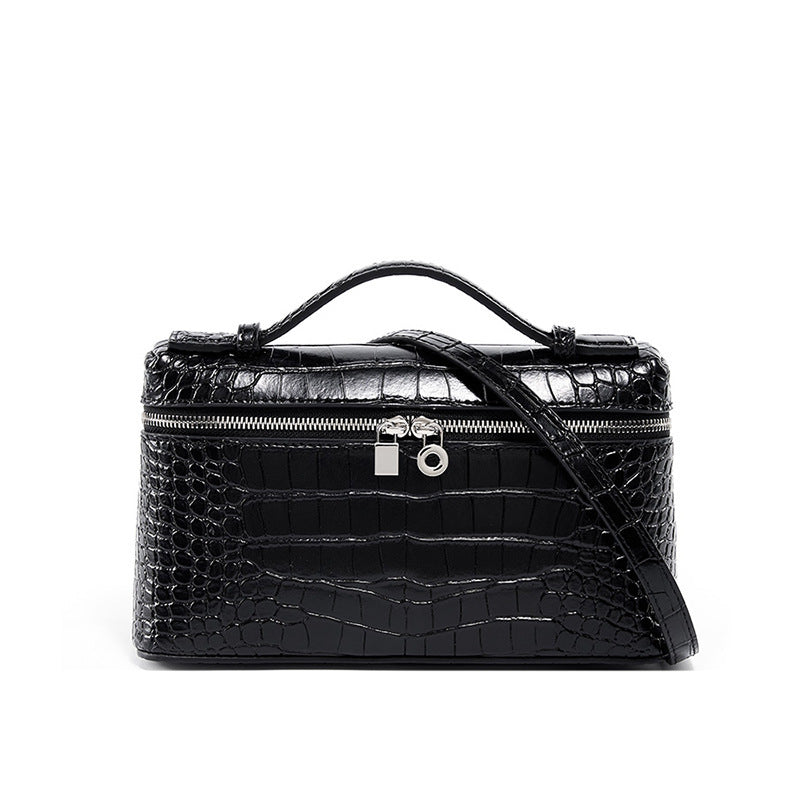 Lp Lunch Box Bag 2025 New First-Layer Cowhide Box Bag High-Quality One-Shoulder Satchel Cross-Body Genuine Leather Women's Bag Cross-Border