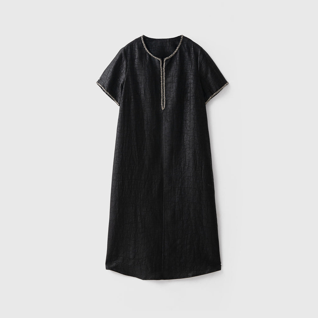 Xiangyun Yarn Tortoise Red Cloud Yarn Beads Silk dress Women's Summer 100% Mulberry Silk Short Sleeve Skirt